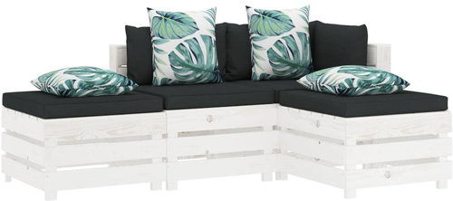 4-piece garden sofa set of pallets flowered cushion wood 3051996 3051996 - Garden Furniture - Main image