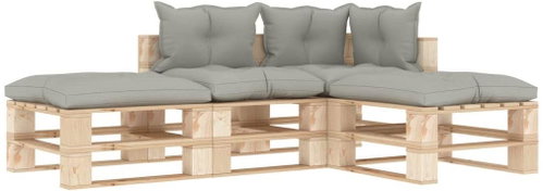 4-piece garden sofa made of pallets with taupe cushions wood 3052265 3052265 - Garden Furniture - Main image