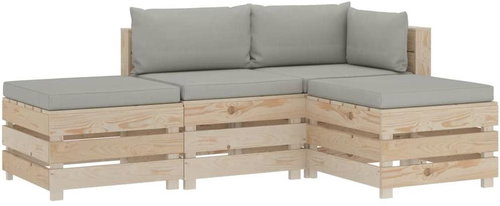 4-piece garden sofa made of pallets with taupe cushions wood 3051789 3051789 - Garden Furniture - Main image