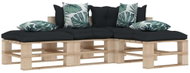 4-piece garden set made of pallets + angled and flowered cushions 3052337 3052337 - Garden Furniture