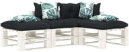 4-piece garden set made of pallets + angled and flowered cushions 3052481 3052481 - Garden Furniture