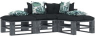 4-piece garden set made of pallets + angled and flowered cushions 3052625 3052625 - Garden Furniture