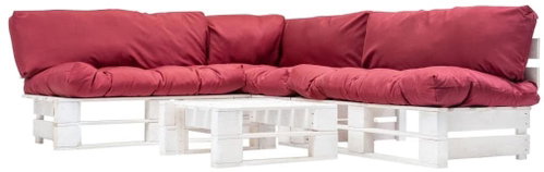 4-piece garden seating set made of pallets red pillows wood 277390 277390 - Garden Furniture - Main image