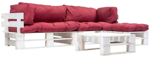 4-piece garden seating set made of pallets red pillows wood 277394 277394 - Garden Furniture - Main image