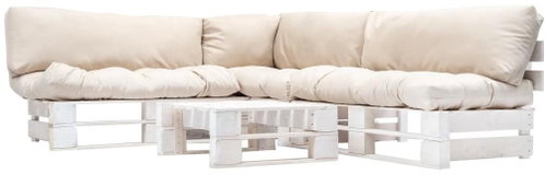 4-piece garden seating set made of pallets sand cushion wood 277388 277388 - Garden Furniture - Main image