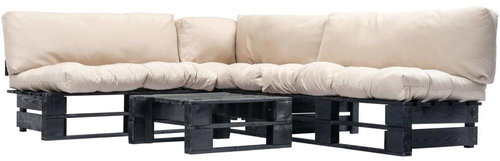4-piece garden seating set from pallets sand cushion wood 277421 277421 - Garden Furniture - Main image