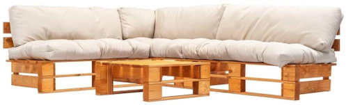 4-piece garden seating set made of pallets sand cushion wood 277454 277454 - Garden Furniture - Main image