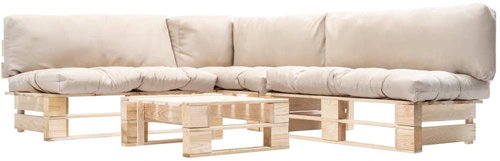 4-piece garden seating set from pallets sand cushions wood 277487 277487 - Garden Furniture - Main image