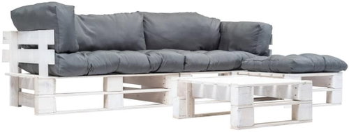 4-piece garden seating set made of pallets gray pillows wood 277393 277393 - Garden Furniture - Main image
