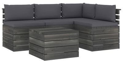 5-piece pallet sofa with anthracite cushions wood 3051762 3051762 - Garden Furniture - Main image