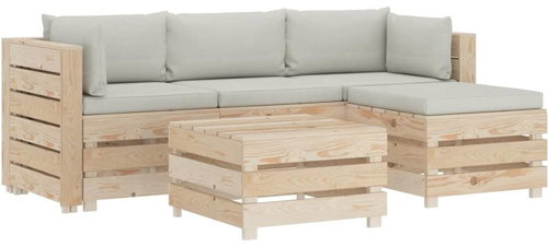 5-piece pallet sofa with beige cushions wood 3051808 3051808 - Garden Furniture - Main image