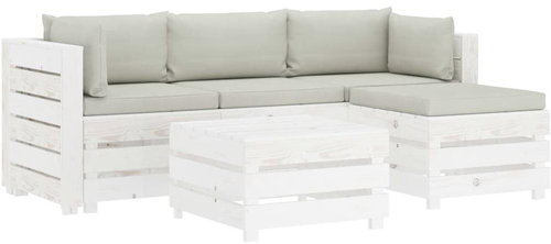 5-piece pallet sofa with beige wood cushions 3051946 3051946 - Garden Furniture - Main image