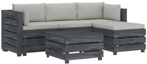 5-piece pallet sofa with beige wood cushions 3052084 3052084 - Garden Furniture - Main image