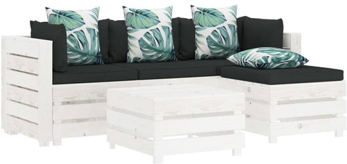 5-piece pallet sofa with flowered cushions wood 3051992 3051992 - Garden Furniture - Main image