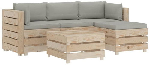 5-piece pallet sofa with taupe cushions wood 3051785 3051785 - Garden Furniture - Main image