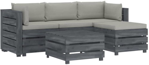 5-piece sofa made of pallets with taupe cushions wood 3052061 3052061 - Garden Furniture - Main image