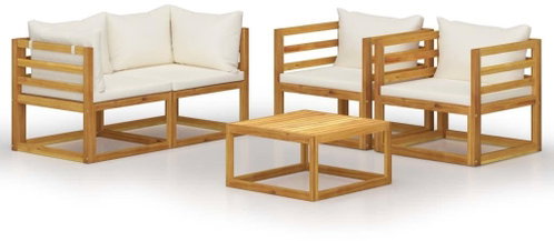 5-piece garden sofa cream cushion solid acacia 3057640 3057640 - Garden Furniture - Main image
