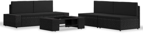 5-piece garden sofa polyrattan black 3054582 3054582 - Garden Furniture - Main image