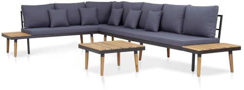 5-Piece Garden Sofa Set With Cushions Acacia Solid Brown 46483 46483 - Garden Furniture - Main image