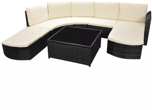 5-piece garden sofa with cushions polyratt black 42848 42848 - Garden Furniture - Main image