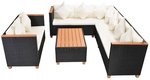 5-piece Garden Sofa with Cushions Polyrattan Black 42998 42998 - Garden Furniture - Main image