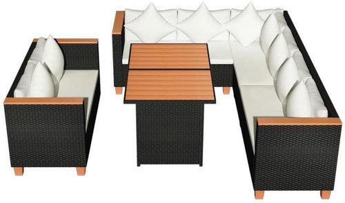5-piece garden sofa with cushions polyratan black 43002 43002 - Garden Furniture - Main image
