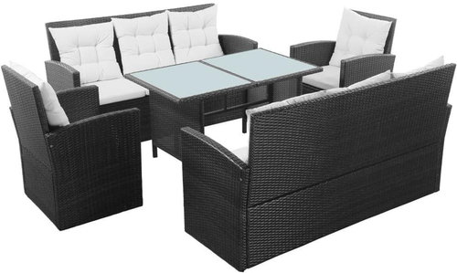 5-piece garden sofa with cushions polyratt black 43972 43972 - Garden Furniture - Main image