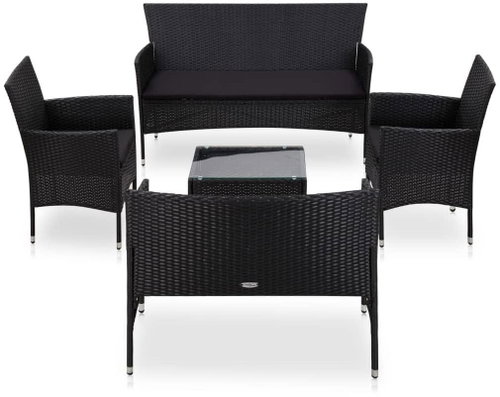 5-piece garden sofa with cushions polyratt black 45895 45895 - Garden Furniture - Main image