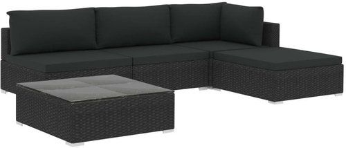 5-piece garden sofa with cushions polyratt black 46784 46784 - Garden Furniture - Main image