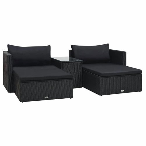 5-piece garden sofa with cushions polyratt black 47813 47813 - Garden Furniture - Main image