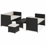 5-piece garden sofa with cushions polyratt black 48132 48132 - Garden Furniture
