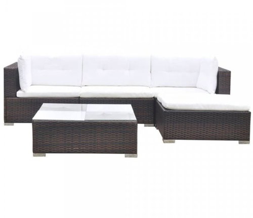 5-piece garden sofa with cushions polyratt brown 41871 41871 - Garden Furniture - Main image