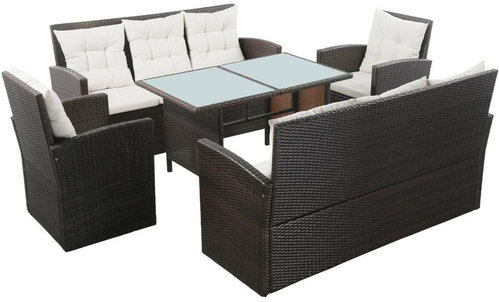 5-piece garden sofa with cushions polyratt brown 43973 43973 Main image 5-piece garden sofa with cushions polyratt brown 43973 43973 - Garden Furniture - Main image
