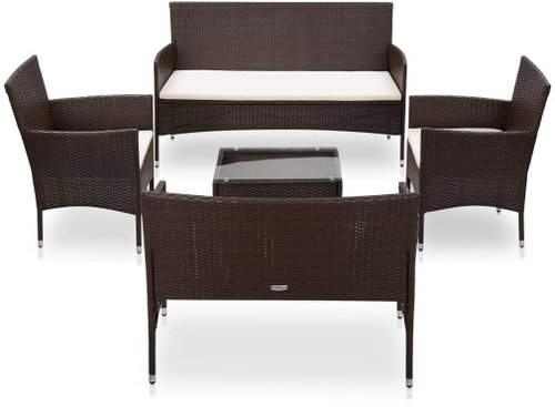5-piece garden sofa with cushions polyratt brown 45892 45892 - Garden Furniture - Main image