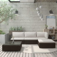 5-piece garden sofa with cushions polyratt brown 46781 46781 - Garden Furniture