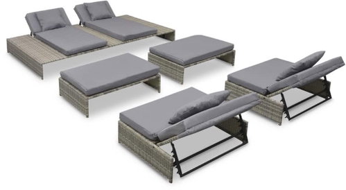 5-piece garden sofa with cushions polyratan gray 42889 42889 Main image 5-piece garden sofa with cushions polyratan gray 42889 42889 - Garden Furniture - Main image
