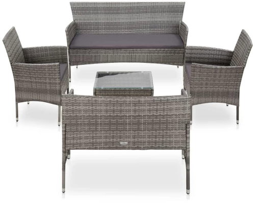 5-piece garden sofa with cushions polyrattan gray 45894 45894 - Garden Furniture - Main image