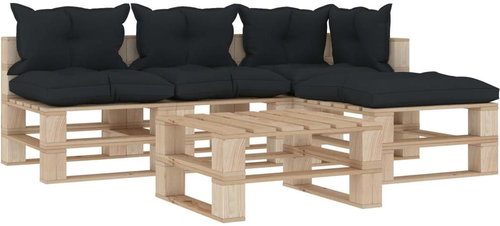 5-piece garden sofa made of pallets + anthracite cushions 3052242 3052242 - Garden Furniture - Main image