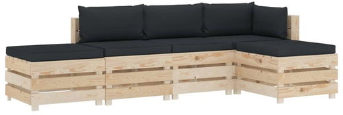 5-piece garden sofa made of pallets + anthracite cushions 3051767 3051767 - Garden Furniture - Main image