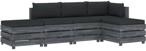 5-piece garden sofa made of pallets + anthracite cushions 3052043 3052043 - Garden Furniture - Main image