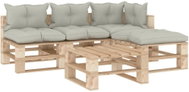 5-piece garden sofa made of pallets + beige wood cushions 3052290 3052290 - Garden Furniture