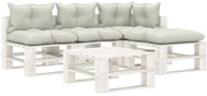 5-piece garden sofa made of pallets + beige wood cushions 3052434 3052434 - Garden Furniture