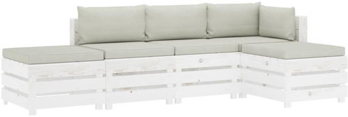 5-piece garden sofa made of pallets + beige wood cushions 3051951 3051951 - Garden Furniture - Main image