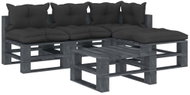 5-piece garden sofa made of pallets + black cushions wood 3052506 3052506 - Garden Furniture