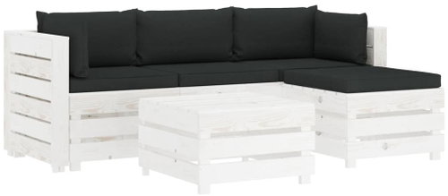 5-piece garden sofa made of pallets + black cushions wood 3051877 3051877 - Garden Furniture - Main image