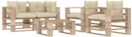 5-piece garden sofa made of pallets + cream pillows wood 3052320 3052320 - Garden Furniture