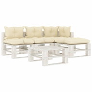 5-piece garden sofa made of pallets + cream pillows wood 3052458 3052458 - Garden Furniture