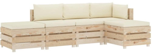 5-piece garden sofa made of pallets + cream pillows wood 3051836 3051836 - Garden Furniture - Main image