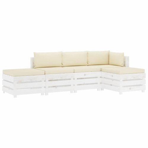 5-piece garden sofa made of pallets + cream pillows wood 3051974 3051974 - Garden Furniture - Main image