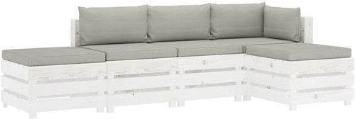 5-piece garden sofa made of pallets + taupe pillows wood 3051928 3051928 - Garden Furniture - Main image